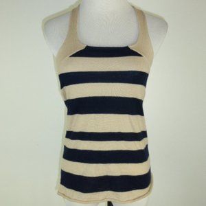 MASON CASHMERE SWEATER racer back stripe TOP S sleeveless